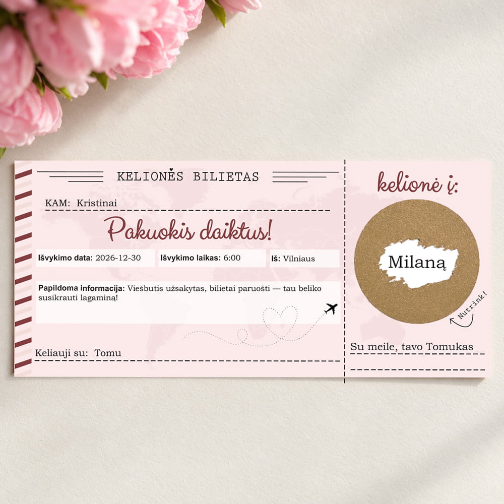 Kelionės bilietas - rožinis Kelionės bilietas - rožinis - Image 1